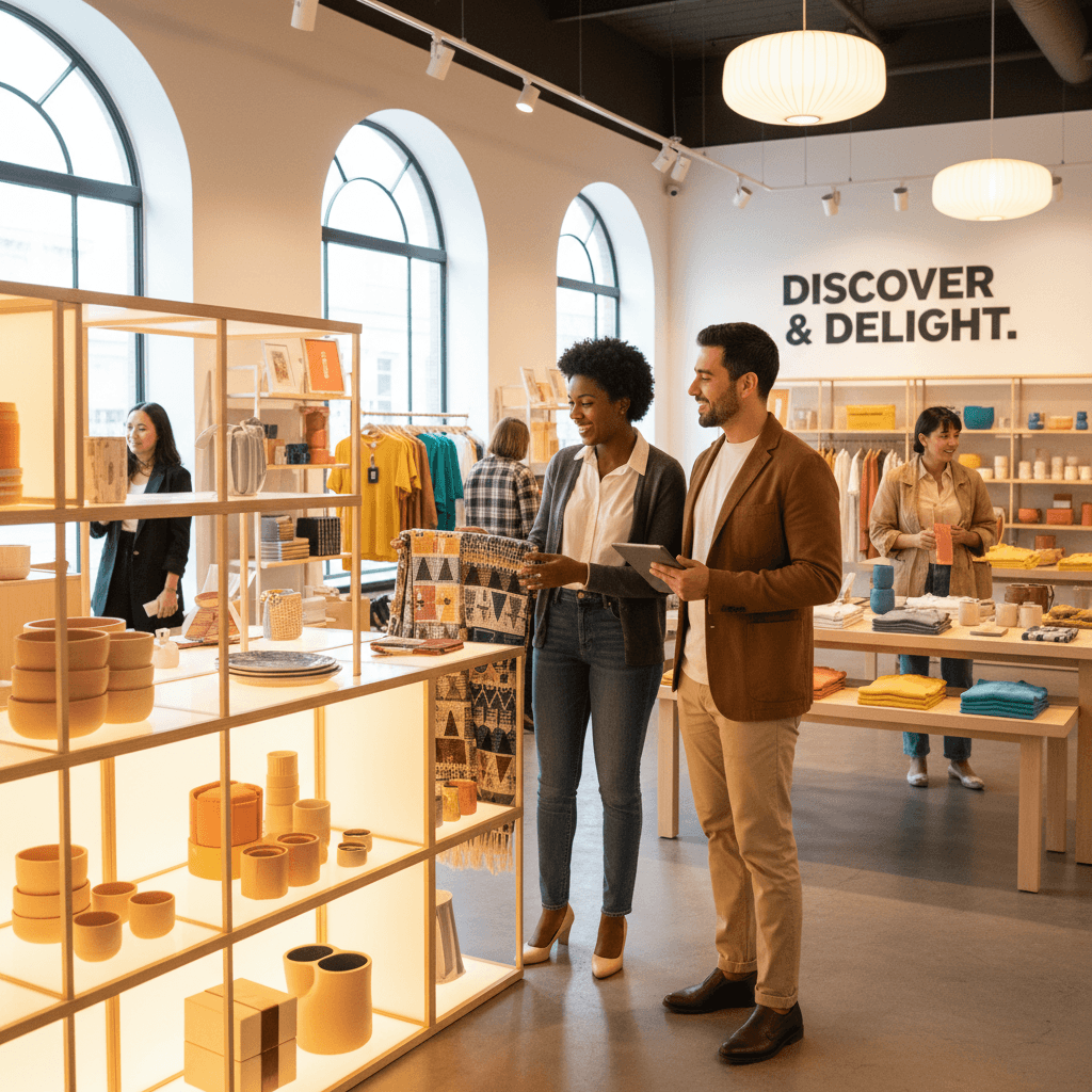 A retail store floor during service