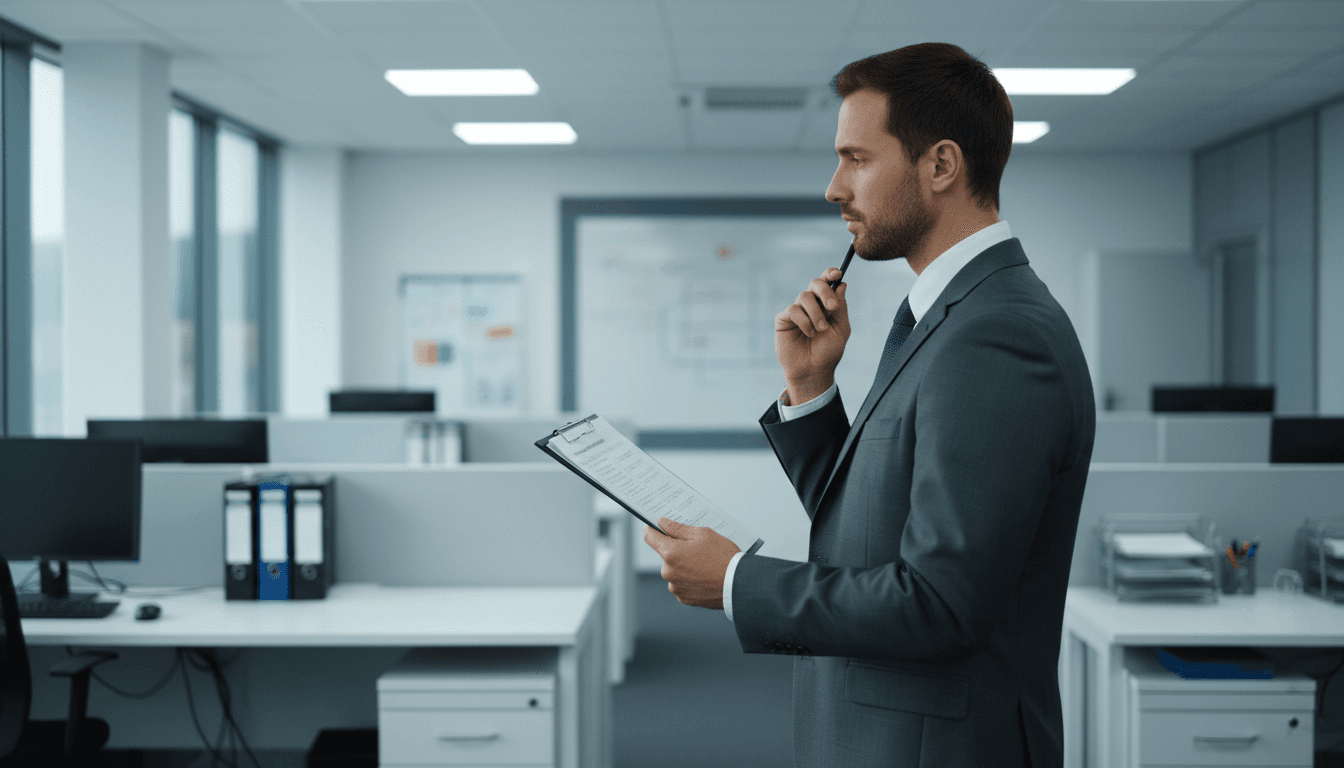 Professional auditor conducting compliance verification assessment