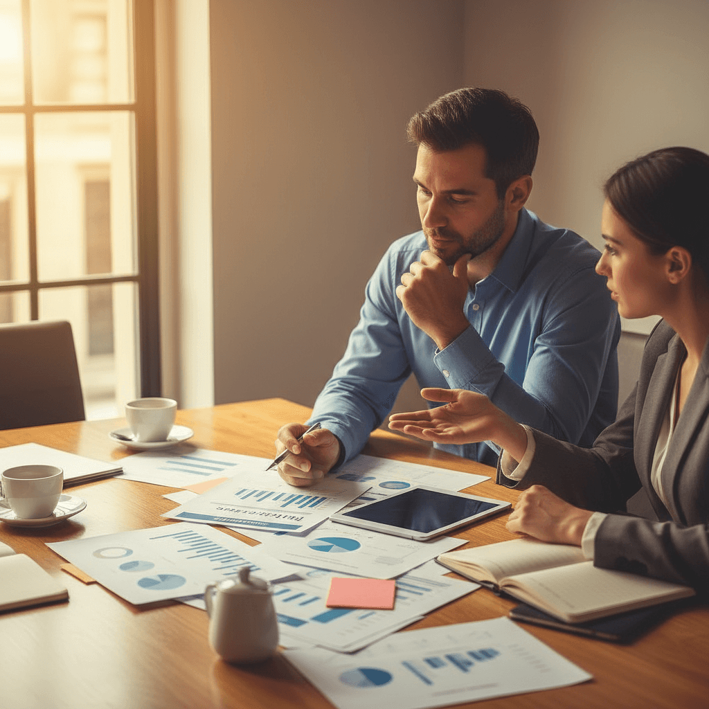 Consultation meeting between Custofy consultant and business manager reviewing audit findings