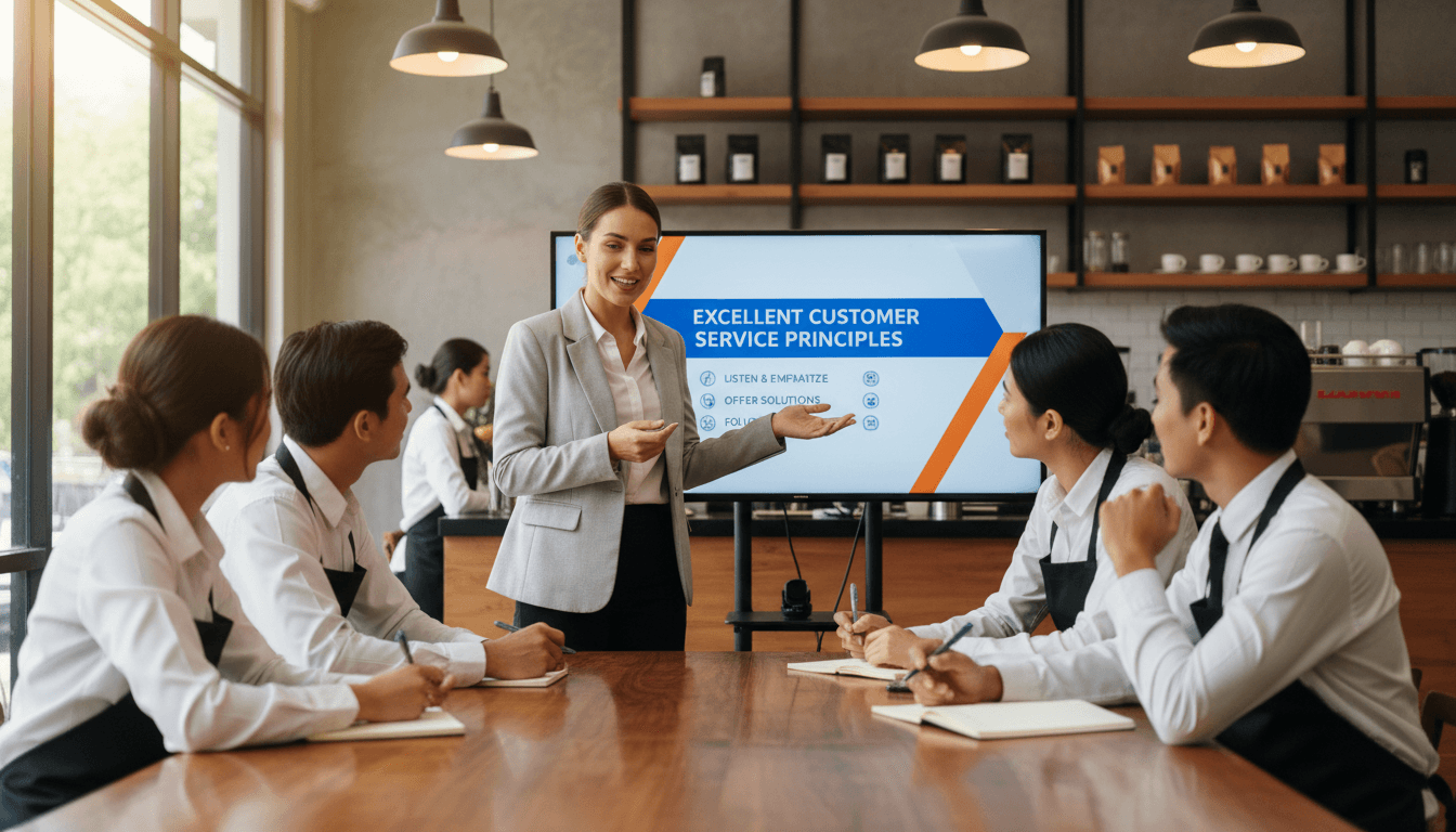 Staff training session focused on customer service improvements