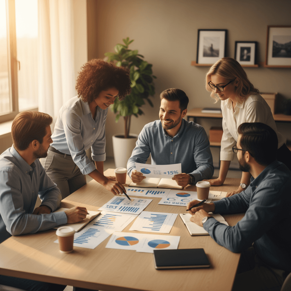 Team reviewing service audit results and action plans