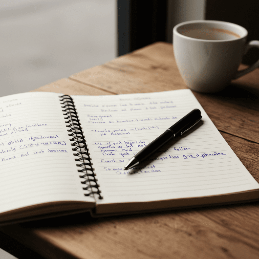 Mystery shopper taking detailed notes during service evaluation