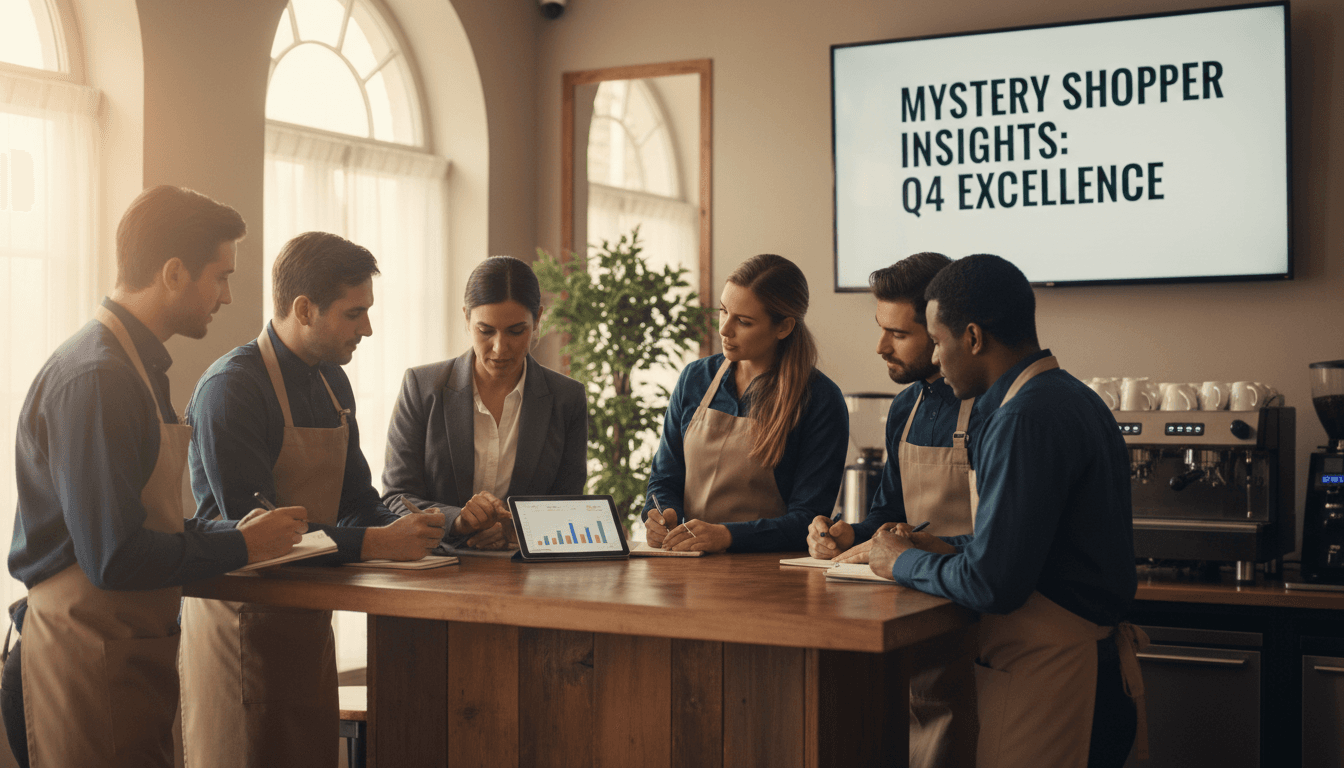 Hospitality team reviewing mystery shopping insights together
